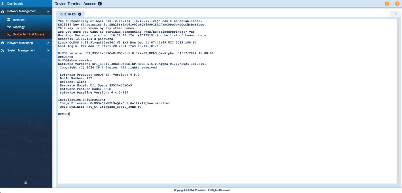 IP Maestro デバイスターミナル:OcNOS デバイスへの SSH セッション