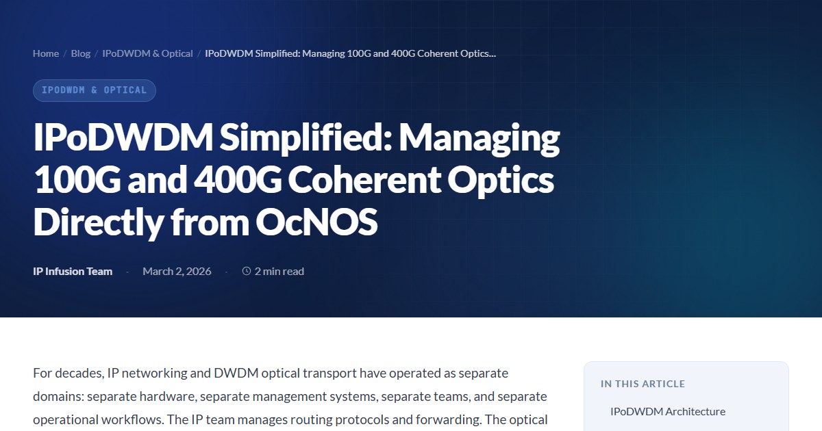 IPoDWDM Simplified: Managing 100G and 400G Coherent Optics Directly ...