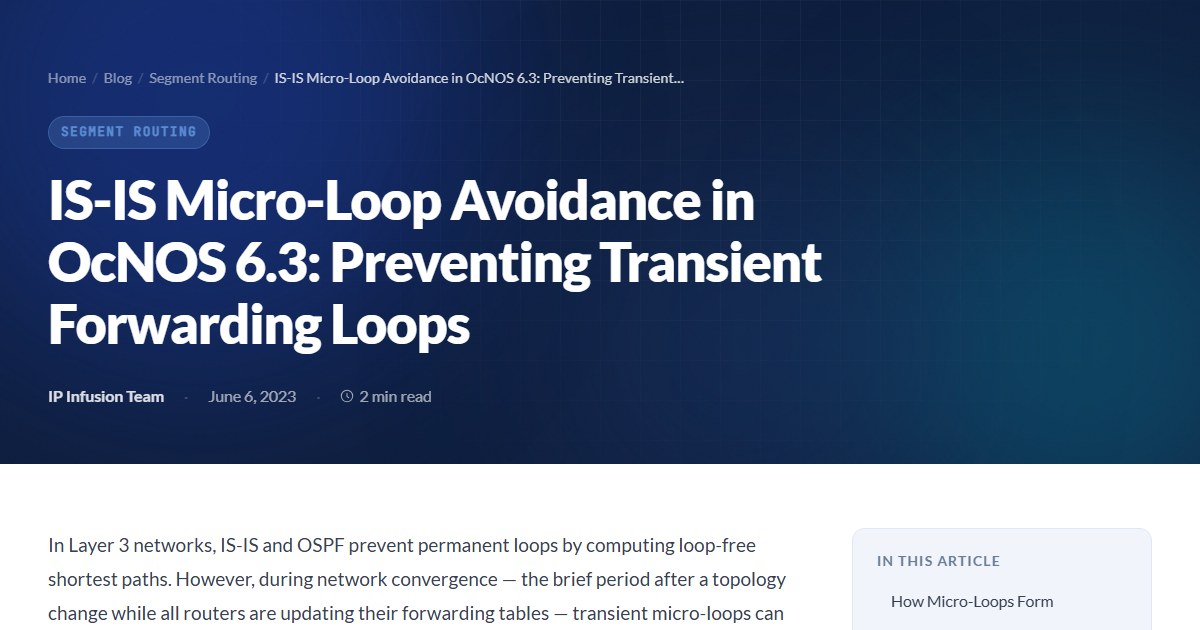 IS-IS Micro-Loop Avoidance in OcNOS 6.3: Preventing Transient ...