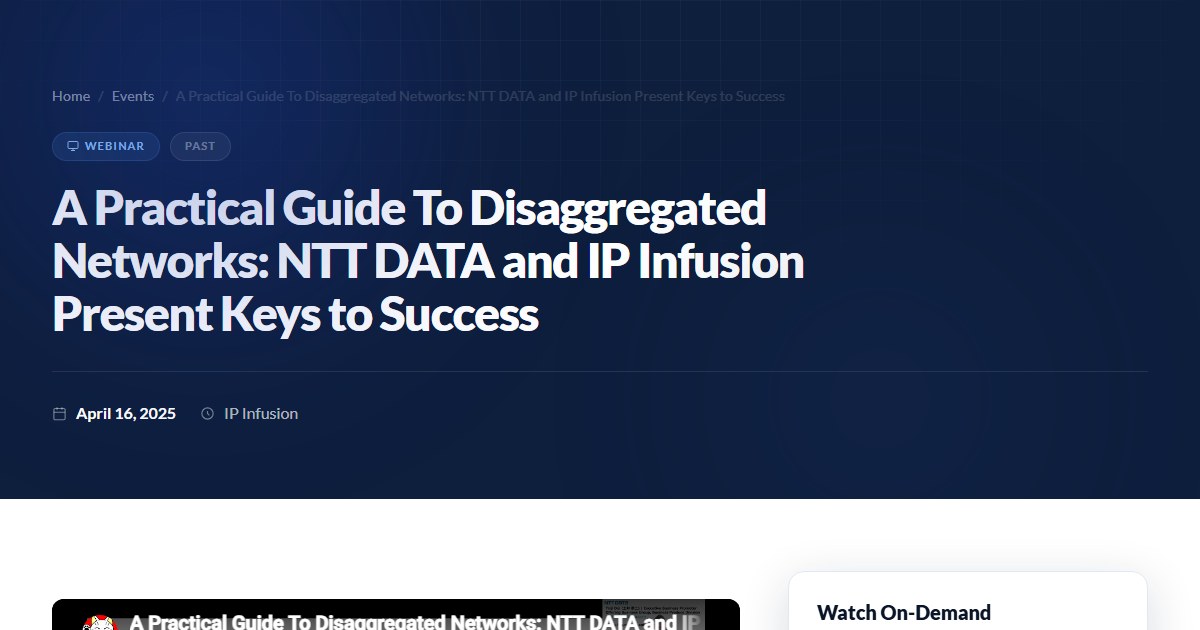 A Practical Guide To Disaggregated Networks: NTT DATA and IP Infusion ...