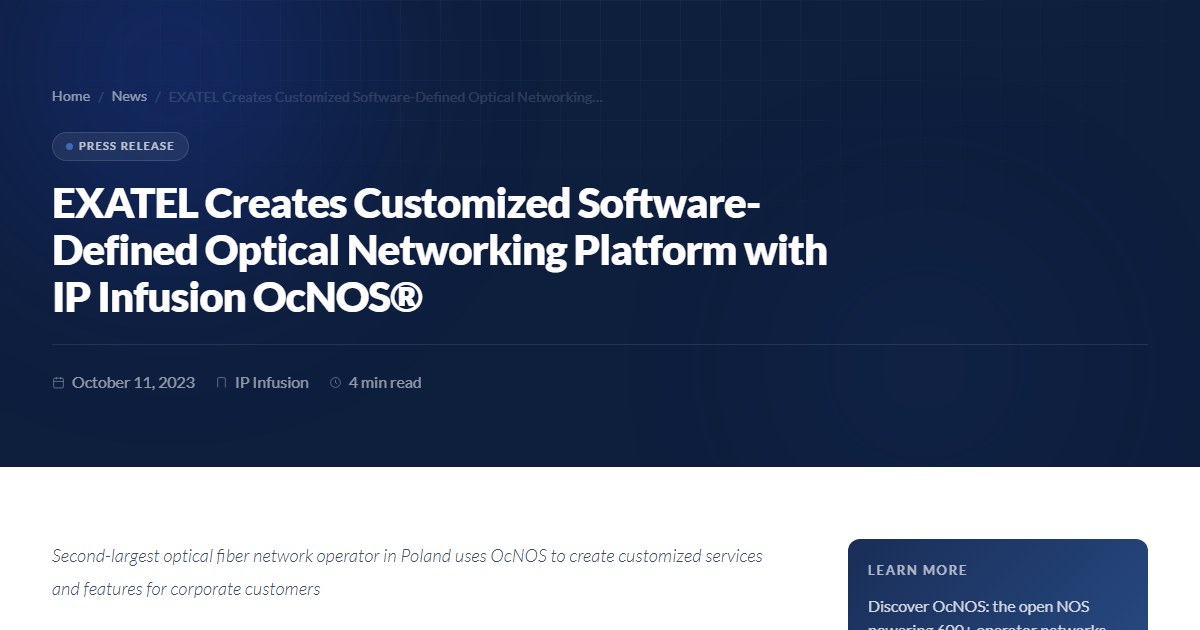 EXATEL Creates Customized Software-Defined Optical Networking Platform ...