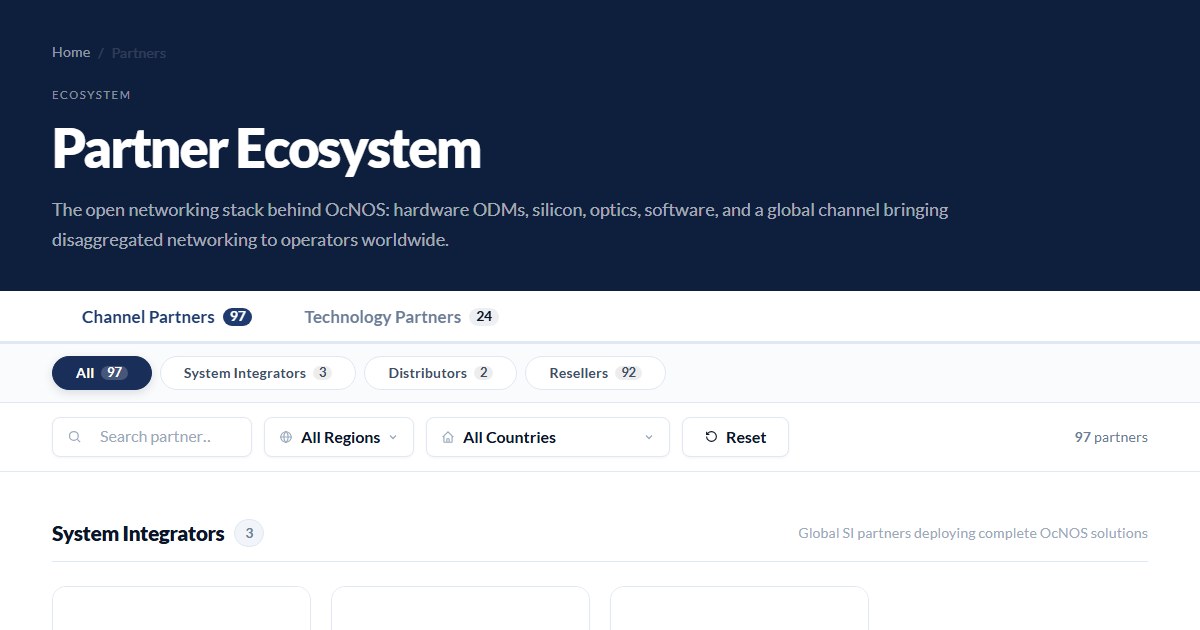 Partner Ecosystem | OcNOS Hardware, Silicon & Channel Partners | IP ...